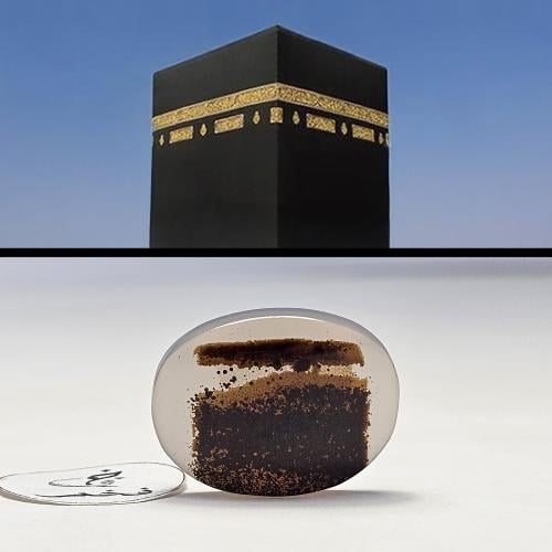 حجر كريم عقيق يماني طبيعي مصور الكعبة المشرفة تفصي...