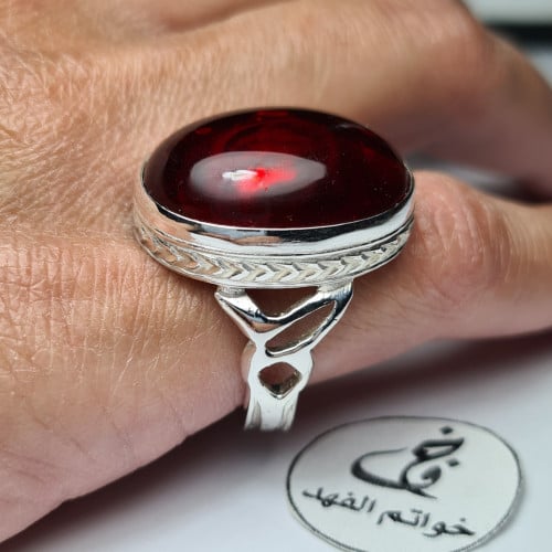 خاتم فضه نادر حجر داخلة زئبق يتحرك