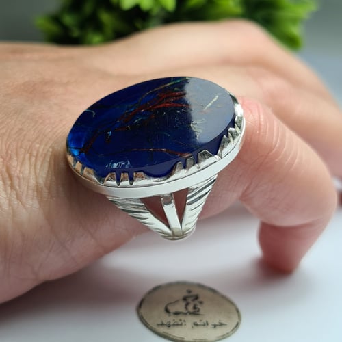خاتم فضه أسطوري بحجر سندلوس صب جديد بالزعفران الطب...