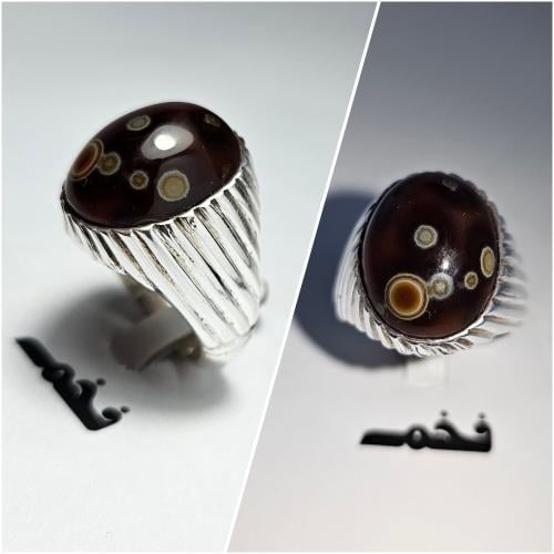 خاتم فضه فخم حجر عقيق سليماني نادر مميز