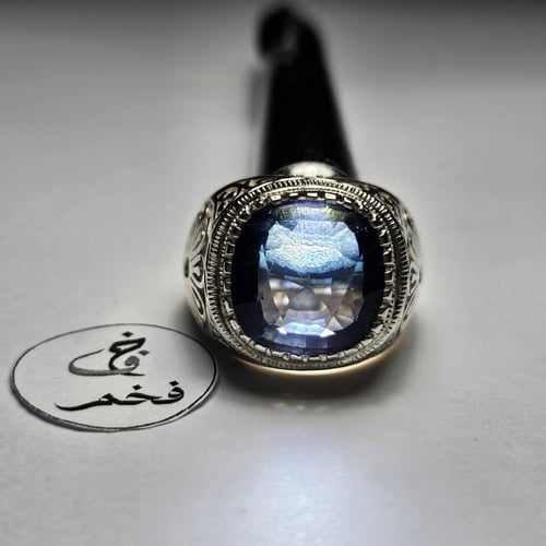 خاتم فضه تصميم فخم حجر زفير تايلندي مميز جدا