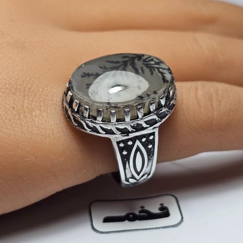 خاتم مطلي فضه حجر عقيق مقاس الخاتم 9.5 امريكي