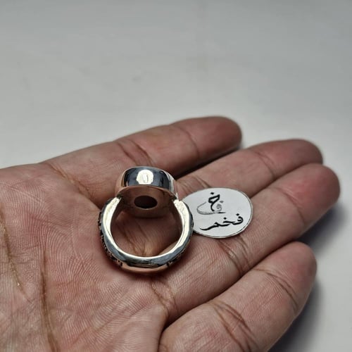 خاتم فضه نادر حجر عقيق يماني طبيعي مصور شيخ جالس