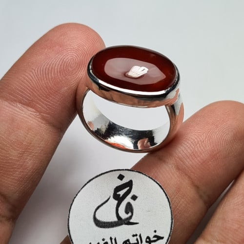 تفصيل خاص بعميل على طلبه خاتم فضه ملكي عقيق طبيعي