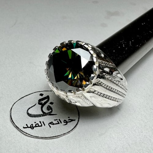 خاتم فضه فاخر بحجر مازونايت ألماس امريكي فاخر موزو...