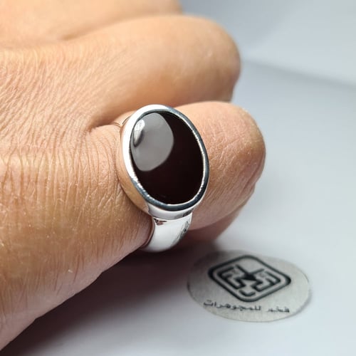 خاتم فضه ملكي فخم بحجر عقيق يمني مميز لون فاخر جدا