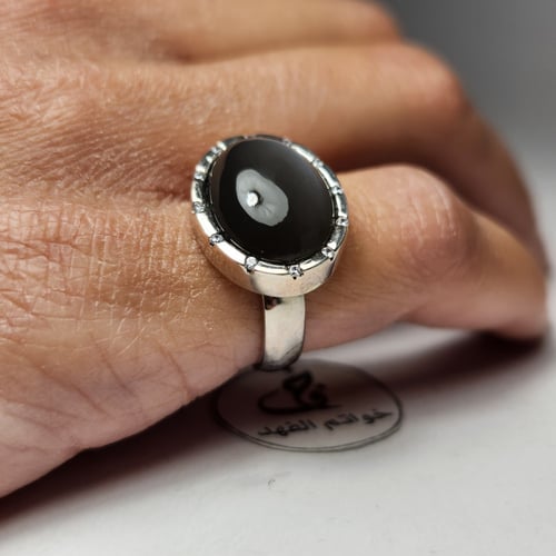 خاتم فضه ملكي مميز بحجر القمر المتوهج الفخم