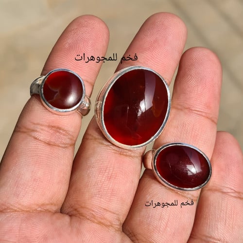 طلب لعميل 3 خواتم فضه عقيق يمني طبيعي مع تعديل الم...