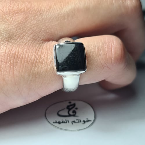 خاتم فضه ملكي فخم بحجر عقيق يمني طبيعي مميز