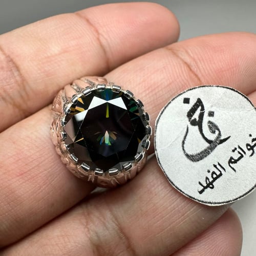 خاتم فضه فاخر بحجر مازونايت ألماس امريكي فاخر موزو...