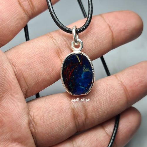 قلادة مميزة من الفضه وبحجر سندلوس بزعفران طبيعي طل...
