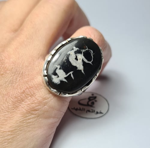 خاتم فضه نادر بحجر جاسبر يمني طبيعي مصور شبح نادر