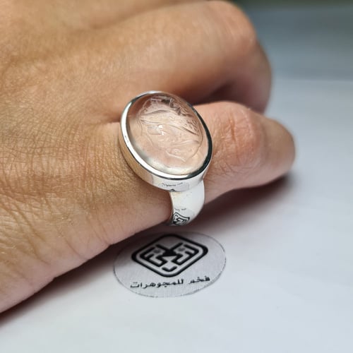 خاتم فضه ملكي فخم بحجر در نجفي منقوش