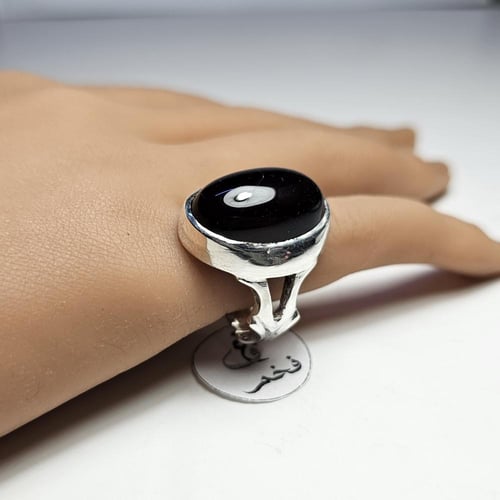 خاتم فضه فخم تصميم مميز حجر شفة العبد مصور طير صقر...