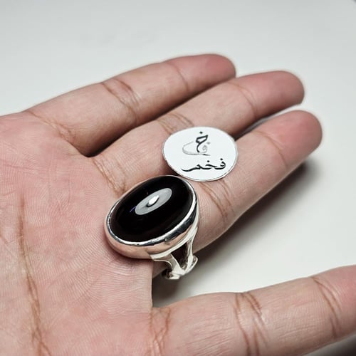 خاتم فضه فخم تصميم مميز حجر شفة العبد مصور طير صقر...