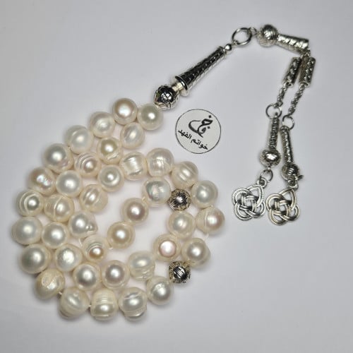 سبحة لؤلؤ طبيعي زراعي مسباح لولو مميز 39 خرزه