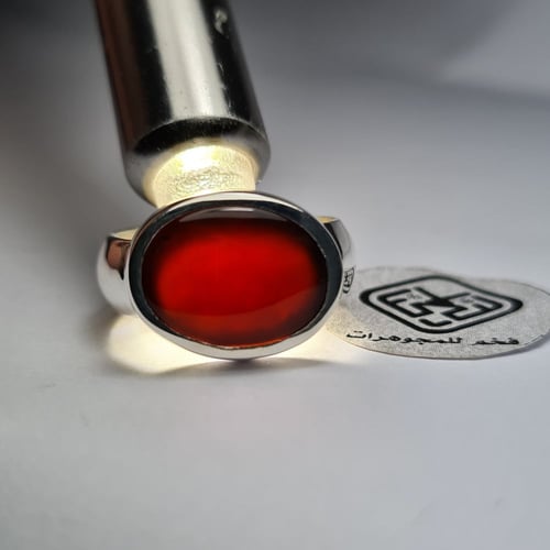 خاتم فضه ملكي فخم بحجر عقيق يمني مميز لون فاخر جدا