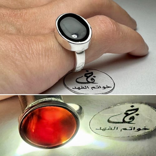 خاتم ملكي فخم بحجر عقيق يمني طبيعي مميز