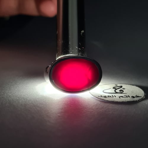 خاتم ملكي فضه فخم بحجر عقيق كرزي يمني مميز