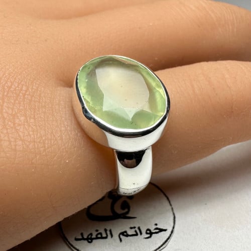 خاتم ملكي فضه فاخر حجر زبرجد طبيعي مميز