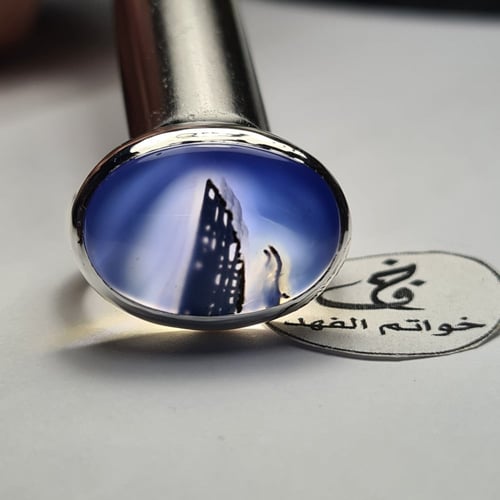خاتم فضه نادر حجر كريم عقيق يمني طبيعي مصور برج ال...