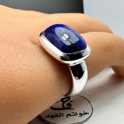 خاتم ملكي فضه فاخر حجر زفير فخم ياقوت ازرق