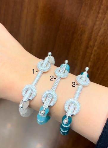 اسواره لولو ملون مع فضه مرصع بالزركون السويسري رقم...