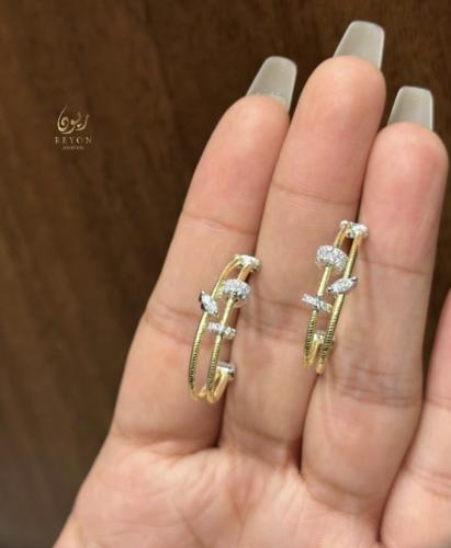 حلق فضه تصميم الماس مطلي ذهب