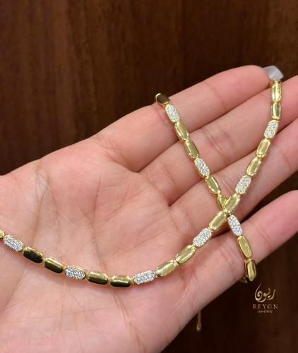 عقد فضة مرصع بالزيركون السويسري تصميم الماس لون ذه...