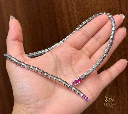 عقد فضة مرصع بالزيركون السويسري تصميم الماس