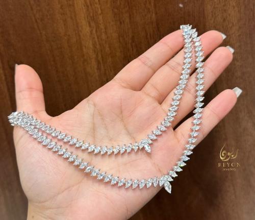 عقد فضة مرصع بالزيركون السويسري تصميم الماس