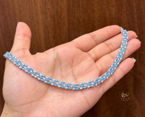 عقد فضة مرصع بالزيركون السويسري تصميم الماس