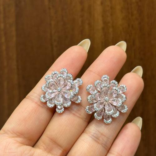 حلق الورده فضه و زركون سويسري البنك