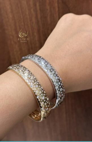 اسواره فضه مرصعه بالزيركون السويسري مطلي ذهب روز ق...