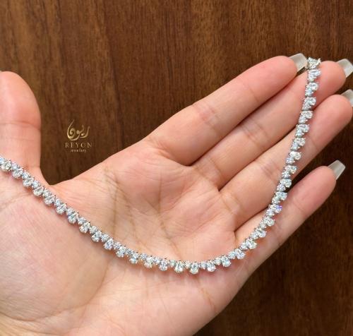 عقد فضة مرصع بالزيركون السويسري تصميم الماس