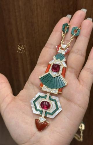 طقم فضه مطلي ذهب تصميم براند