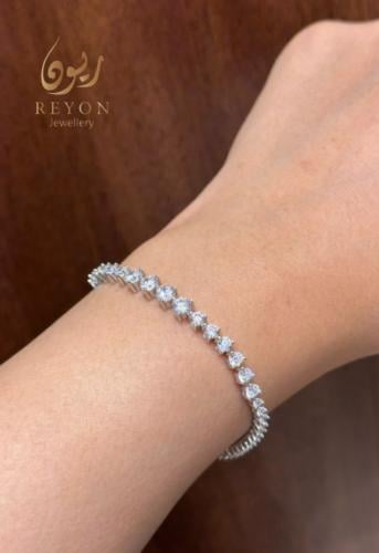 اسواره تنس دوائر فضه مرصع بالزركن السويسري مقاس 16