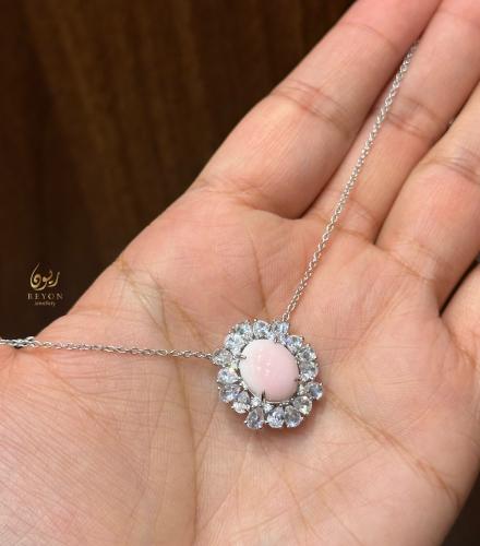 قلادة فضة مرصع بالزركون السويسري و اللؤلؤ زراعي لو...
