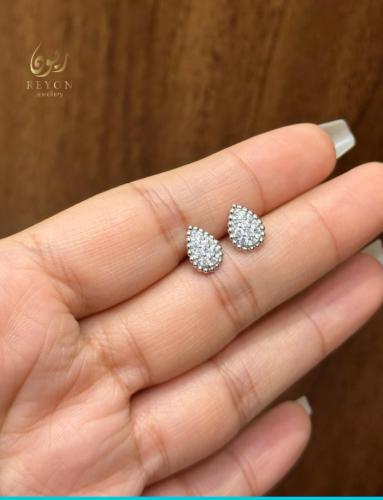 حلق فضه مرصع بالزركن السويسري تصميم براند