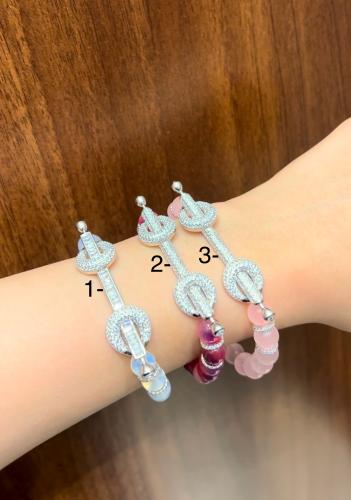اسواره لولو ملونه مع فضه مرصع بالزركون السويسري رق...