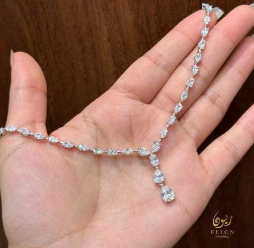 عقد فضة مرصع بالزيركون السويسري تصميم الماس