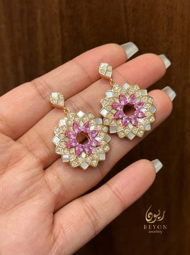 طقم فضة تصميم الماس مقاس الخاتم ٧