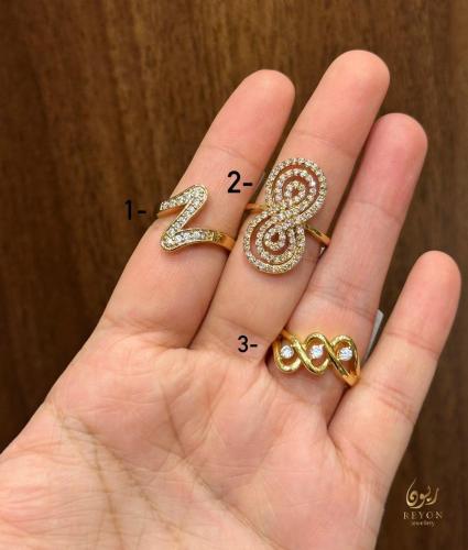 خاتم فضة مطلي ذهب مقاس 6 رقم 2