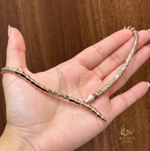 عقد فضة مرصع بالزيركون السويسري تصميم الماس روز قو...