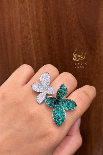 خاتم فضة مطلية ذهب تصميم الماس مقاس ٨ امريكي