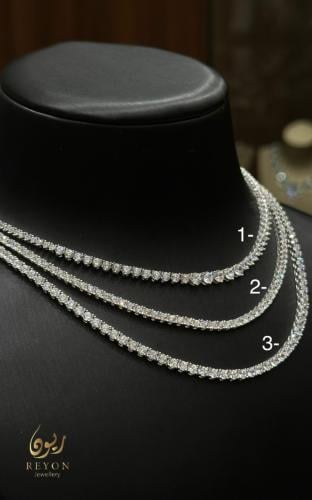 عقد فضه مرصع بالزركن السويسري تصميم الماس مقاس 38c...