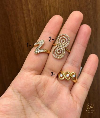 خاتم فضة مطلي ذهب مقاس 5 رقم 1