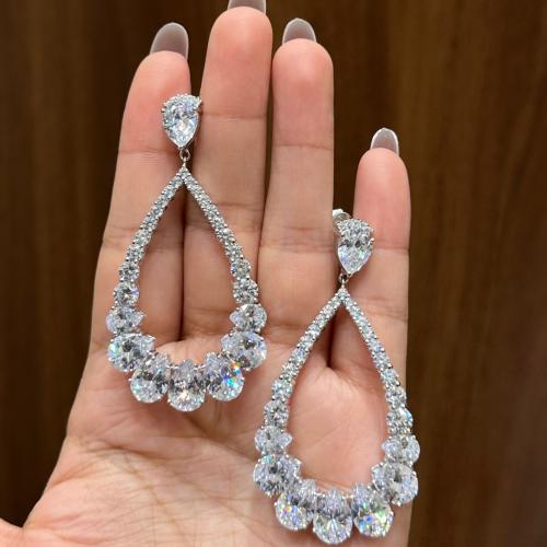 حلق فضه تصميم الماس كبير