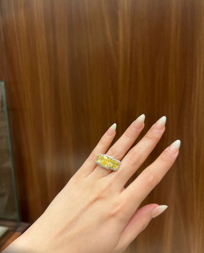 خاتم فضه مرصع بالالماس الصناعي مقاس 6امريكي