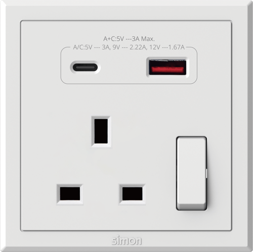 فيش 13 امبير مع مخرج يو اس بي (A+C) فالينسيا